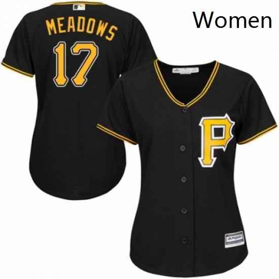 Womens Majestic Pittsburgh Pirates 17 Austin Meadows Replica Black Alternate Cool Base MLB Jersey